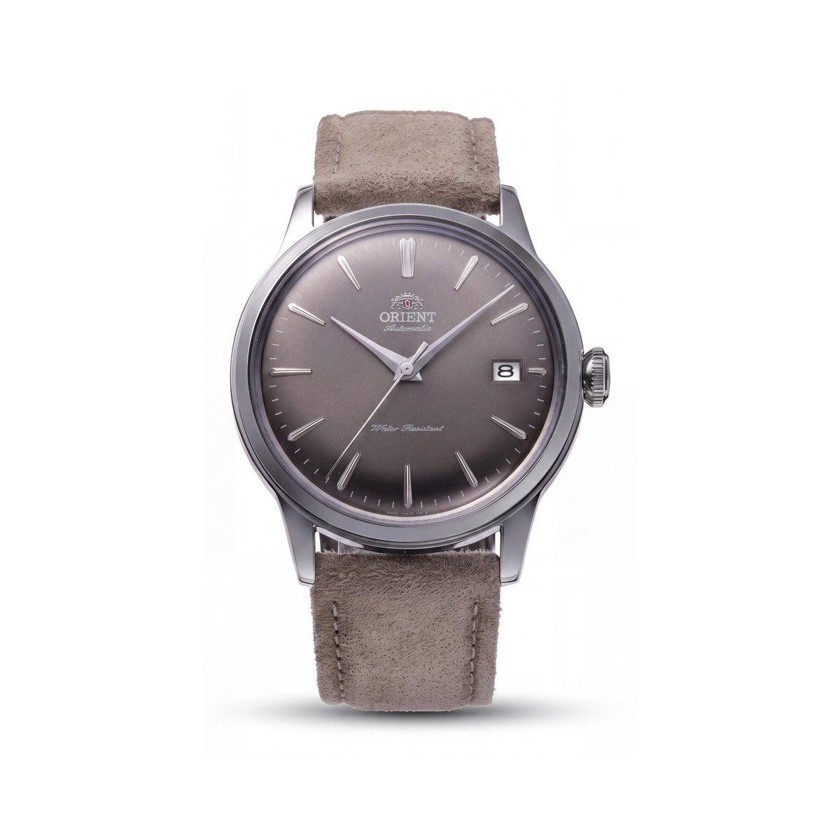 Orient Classic Men's Mechanical Automatic Watch Iron Grey Dial Steel Case Pale Brown Leather Strap Water Resistant 38mm, Photo 1