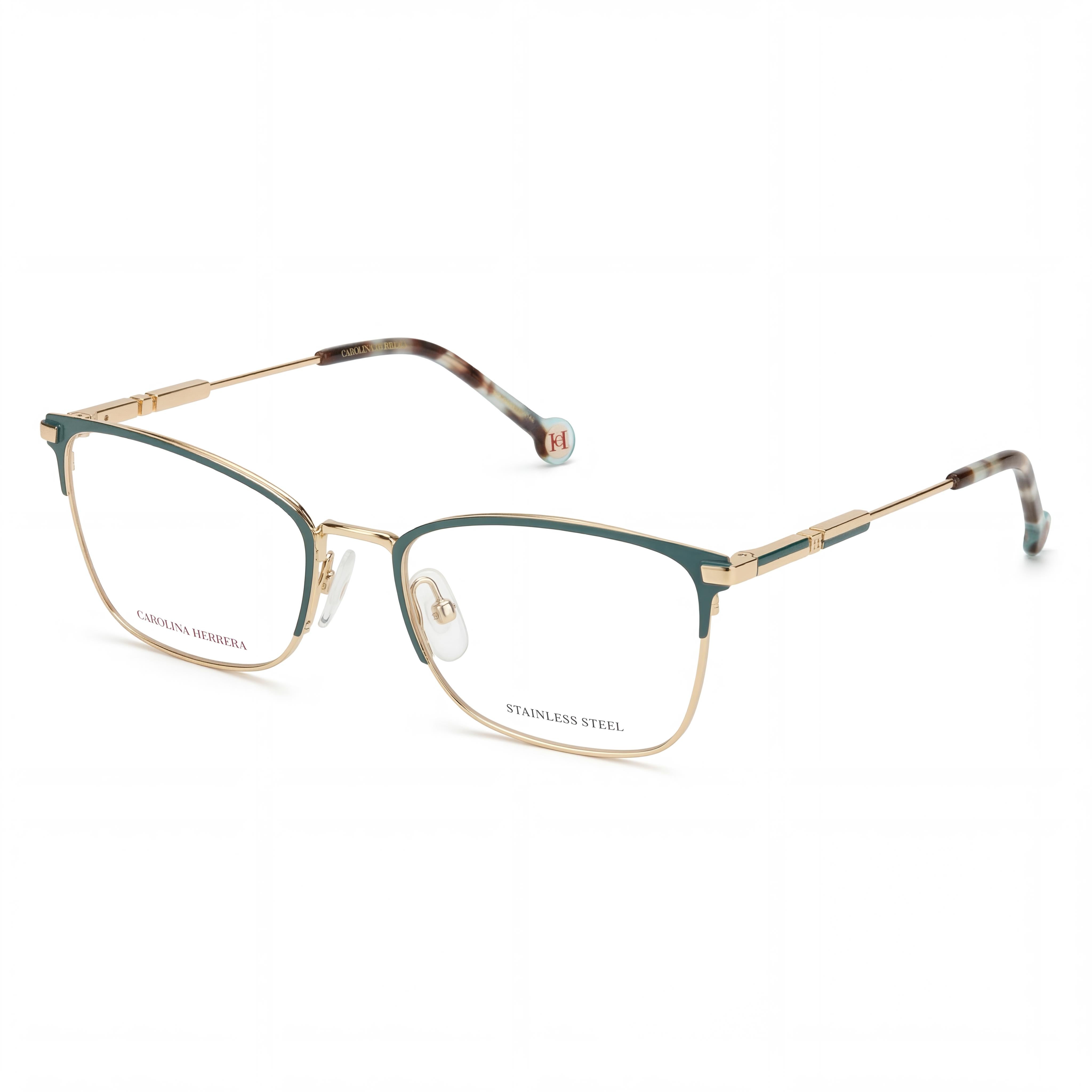 Carolina Herrera Women's Classic Stainless Steel Gold Green Frame Non-Polarized Lens Sunglasses 54mm, Photo 1