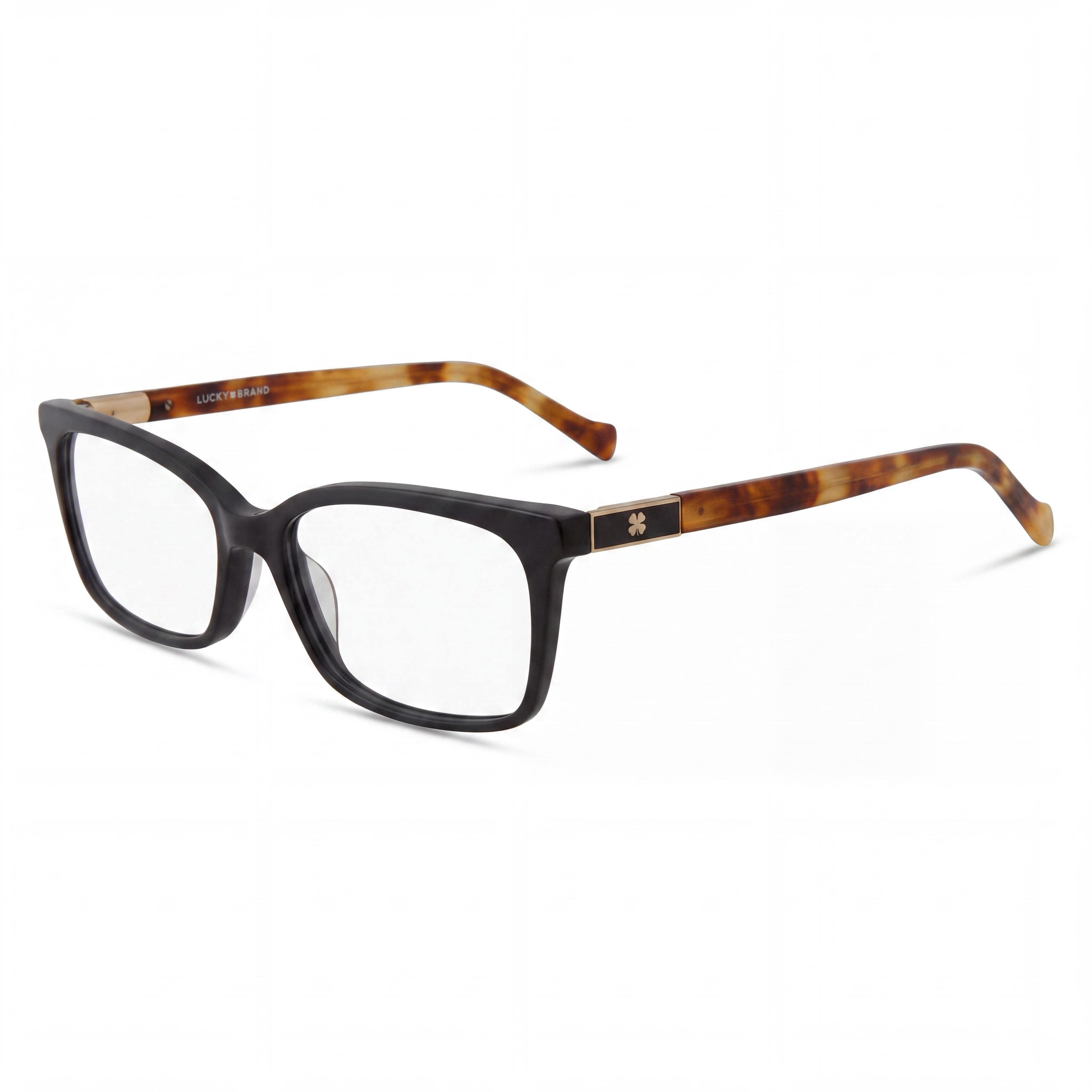 Gafas Lucky Brand D224 de plástico rectangular para mujer, color negro tortuga, logo dorado, 54-16, Photo 1