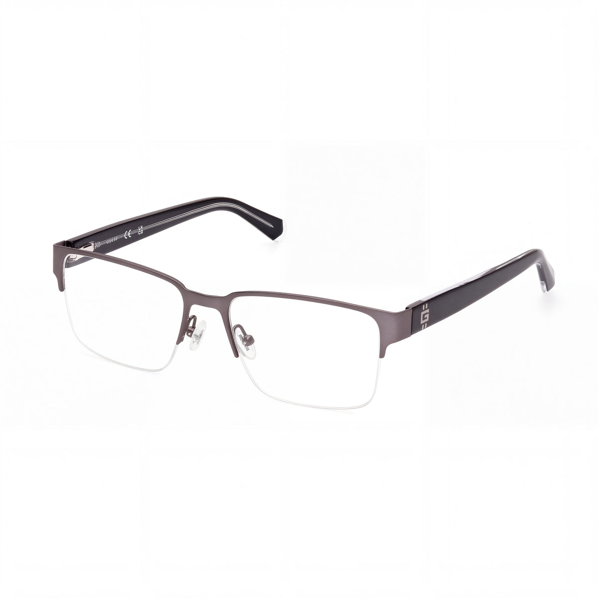 GUESS Gu50095 Men's Metal Frame Optical Eyeglasses with Clear Lenses, Matte Gunmetal Black Crystal 53mm, Photo 1