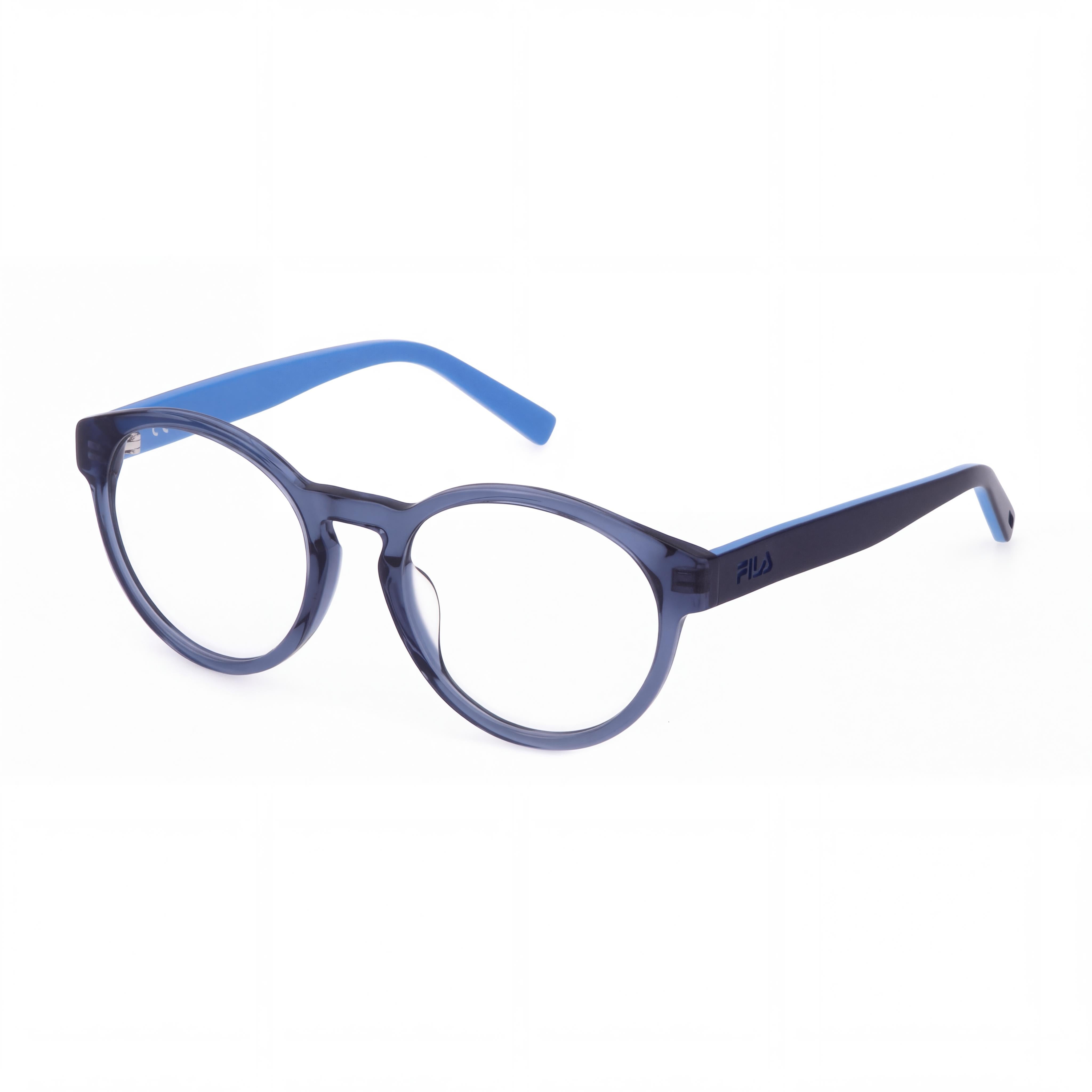 FILA Modern Unisex Cellulose Acetate Eyewear Frames in Transparent Blue with 50mm Lens Width, Photo 1