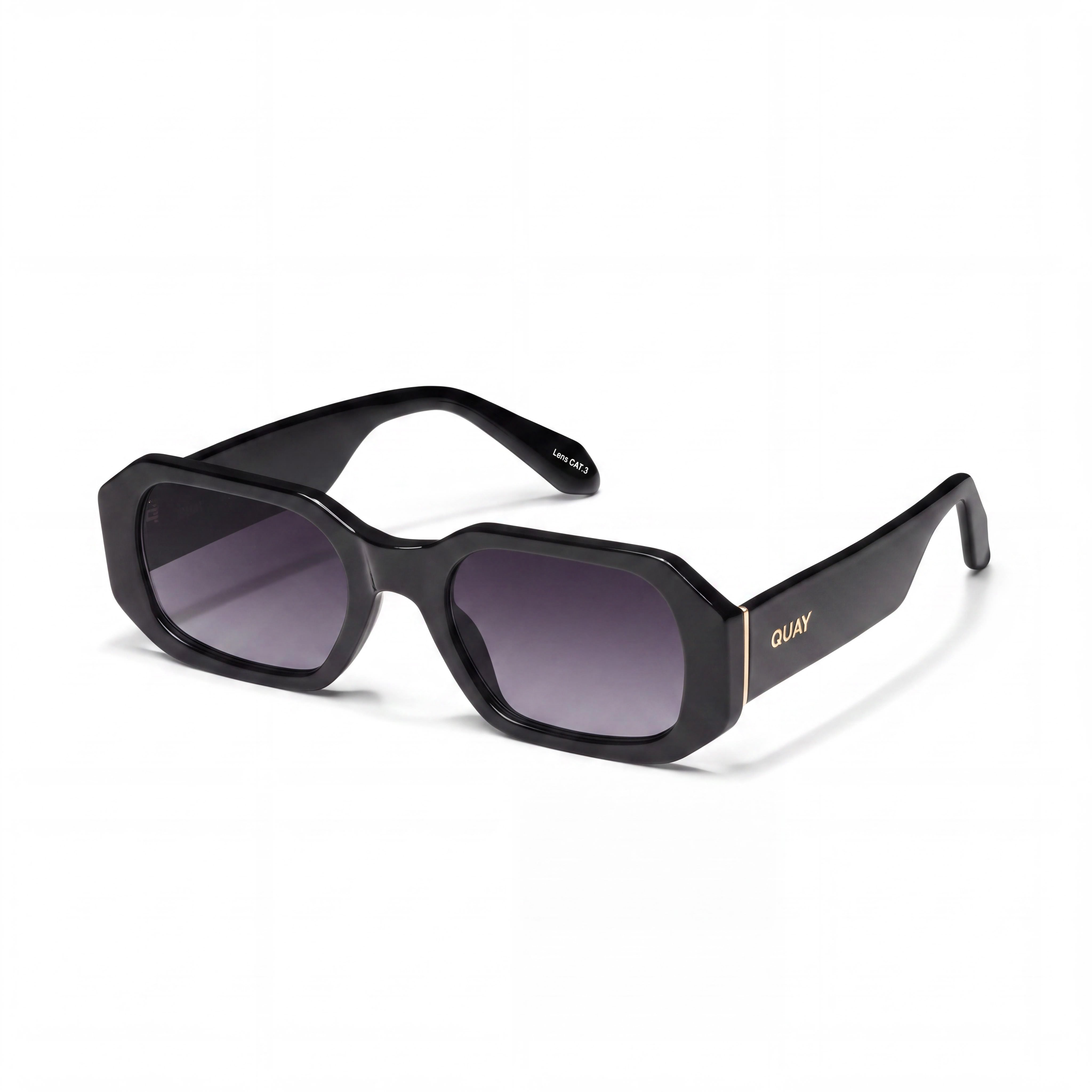 QUAY AUSTRALIA Hyped Up Women’s Black Smoke Injection Frame Sunglasses with UV Protection, 144mm, Photo 1