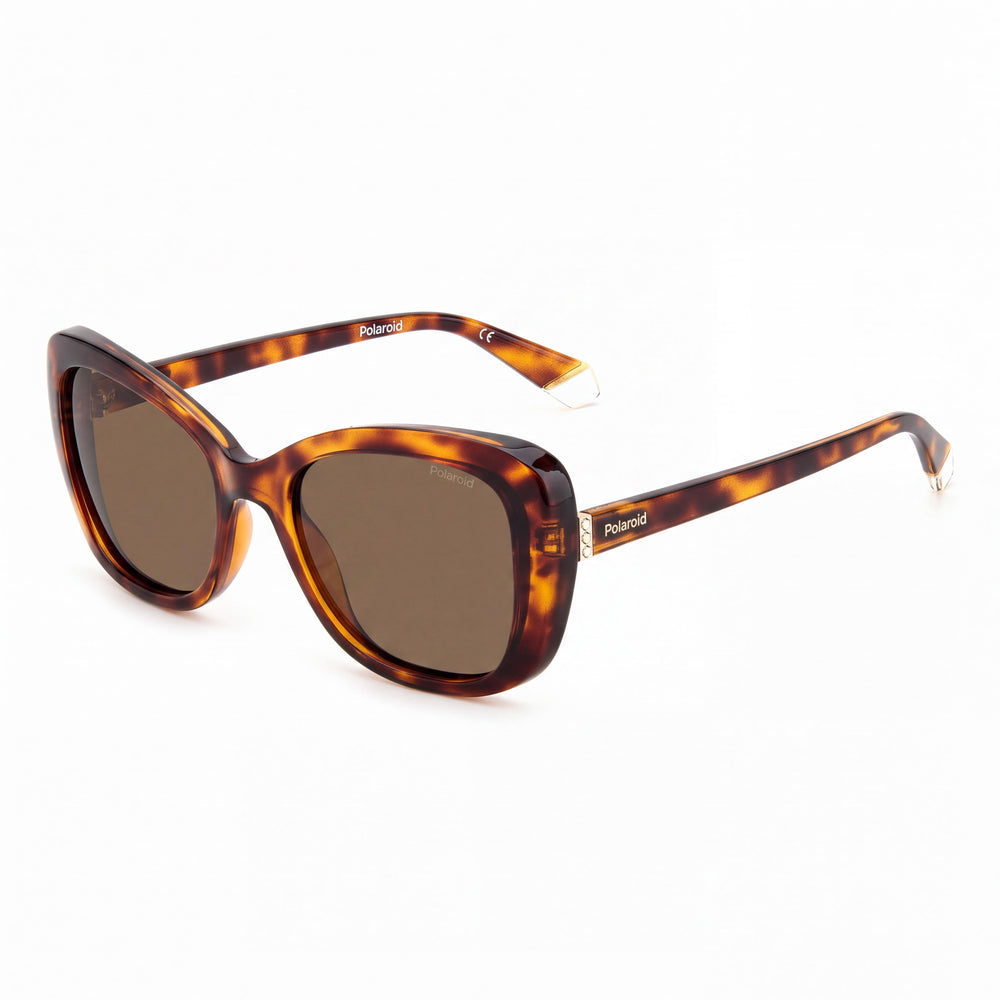 Polaroid 4132/s/x Women's Rectangular Polycarbonate Havana Bronze UV Protection Sunglasses 53mm