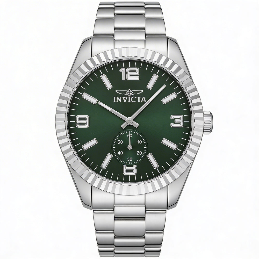Invicta Specialty 49358 Men's Silver Stainless Steel Quartz Wrist Watch with Green Dial, 43mm