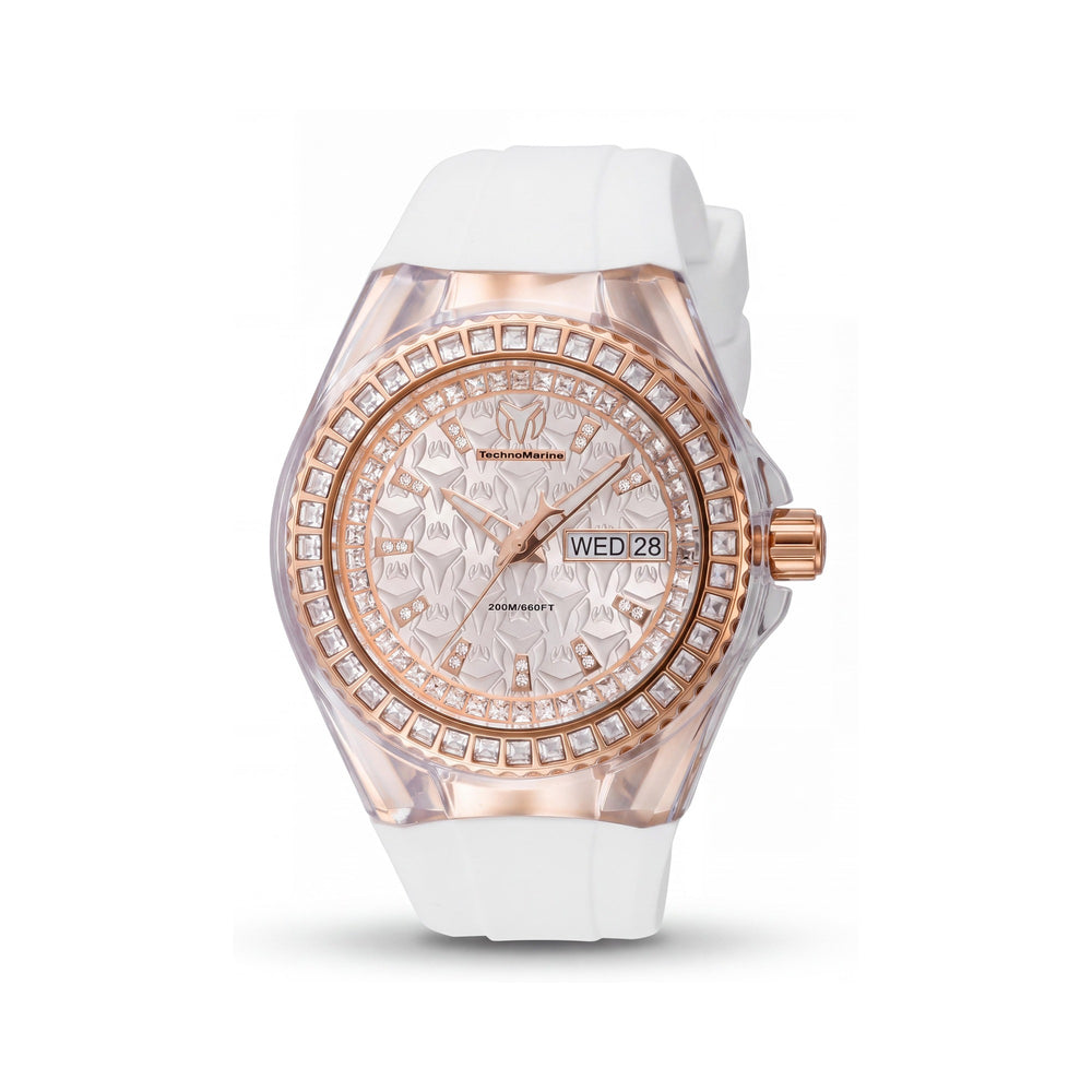 Reloj TechnoMarine Cruise TM-121173 para mujer, oro rosa, caja de acero inoxidable, cuarzo 40 mm, 20 ATM, correa de silicona