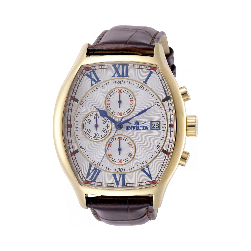 Invicta Specialty 49840 Unisex Gold Stainless Steel Leather Strap Quartz Chronograph Watch 43mm