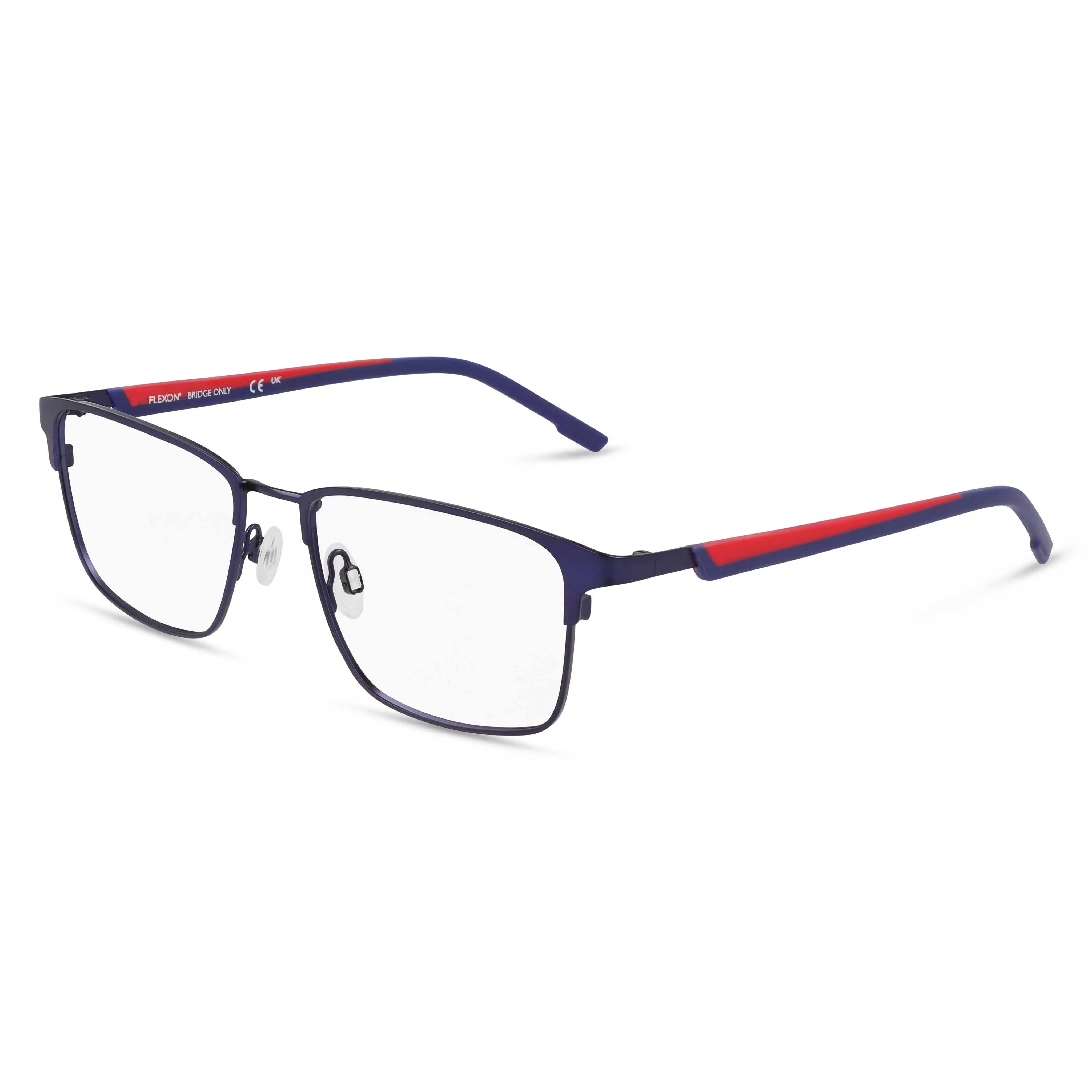 Flexon Casual Men's Metal Ophthalmic Eyeglasses with Satin Navy Red Finish - Frame Size 54-17-145, Photo 1