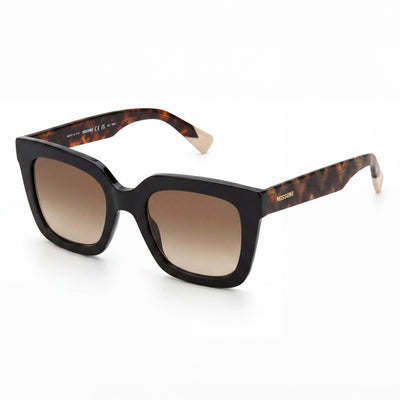 Gafas de sol Missoni Classic de mujer, marrones con montura de acetato negro sombreado, lentes negras cuadradas con protección UV, 52 mm