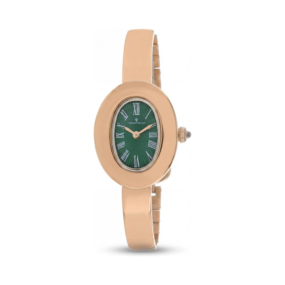 Reloj de cuarzo para mujer Anora CV4340 de Christian Van Sant, con esfera verde, caja y pulsera de acero inoxidable