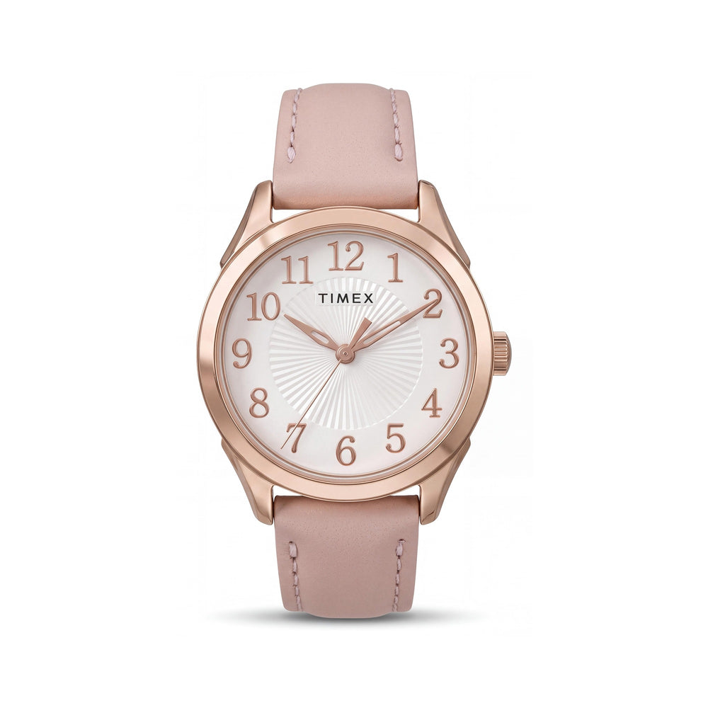 Timex TW2U681009J Women's Classic 28mm Two-tone Croco Brown Leather Strap Watch with Arabic Numerals