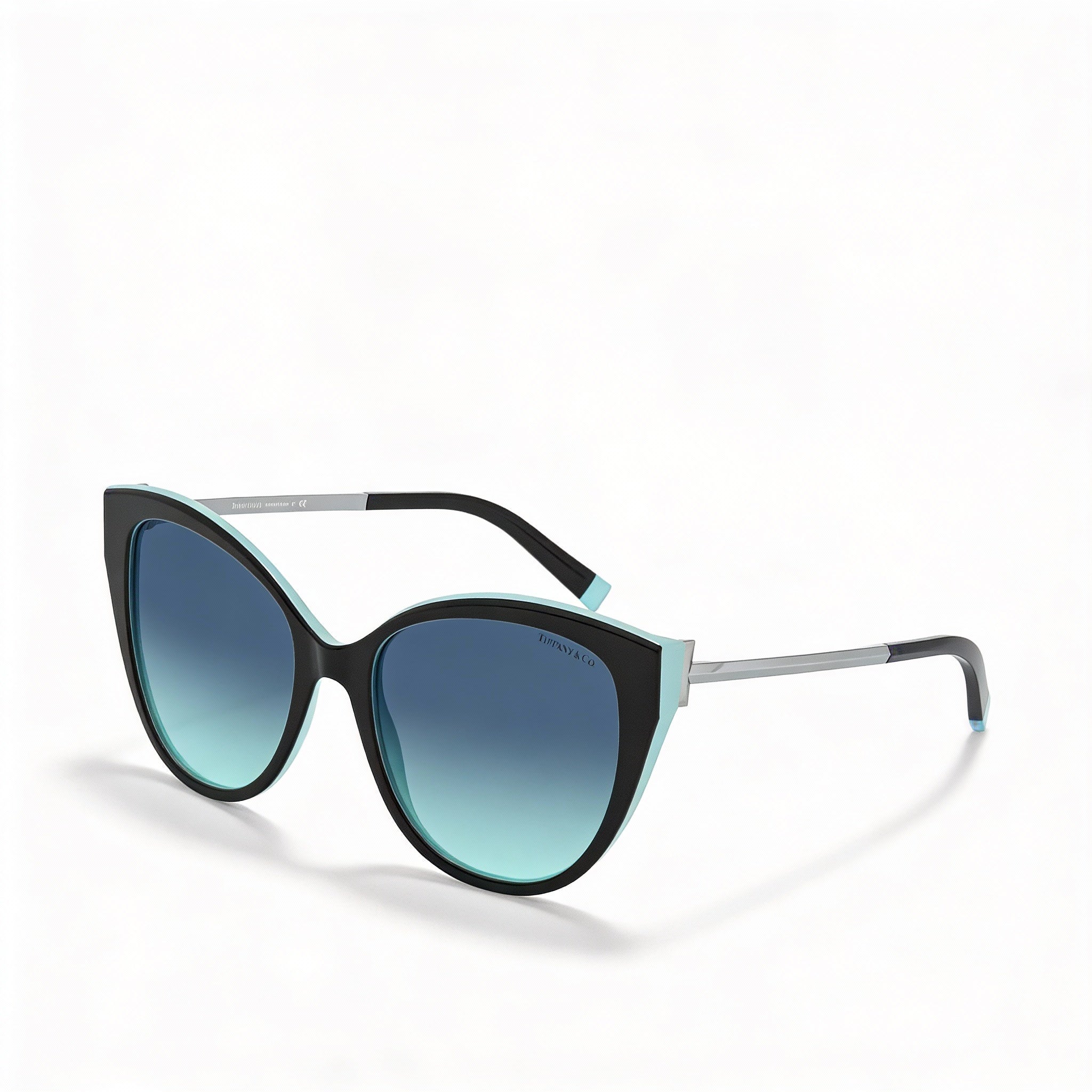 Tiffany & Co. TF 4166 Women's Plastic Cat Eye Sunglasses Black Blue Frame Blue Gradient UV400 55mm, Photo 1