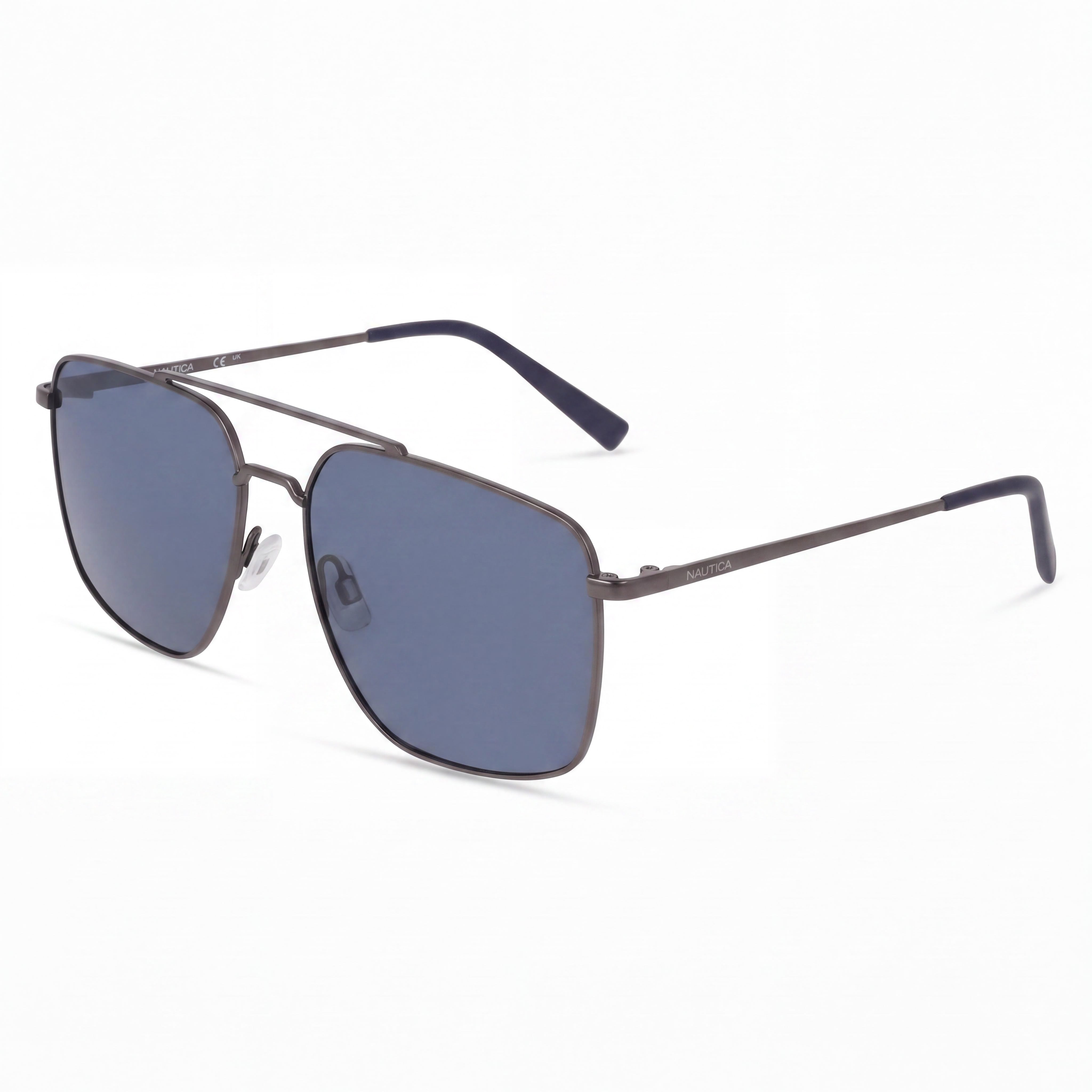 Nautica N106sp Men's Metal Navigator UV Protection Sunglasses, Matte Gunmetal, Smoke Blue Lenses 59mm, Photo 1