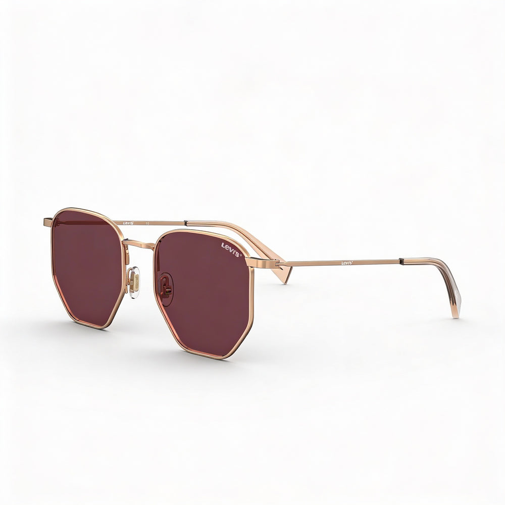 Levi's Casual Men's Metal UV Protection Sunglasses, Gold Copper Frame, Pink Lens, 51mm