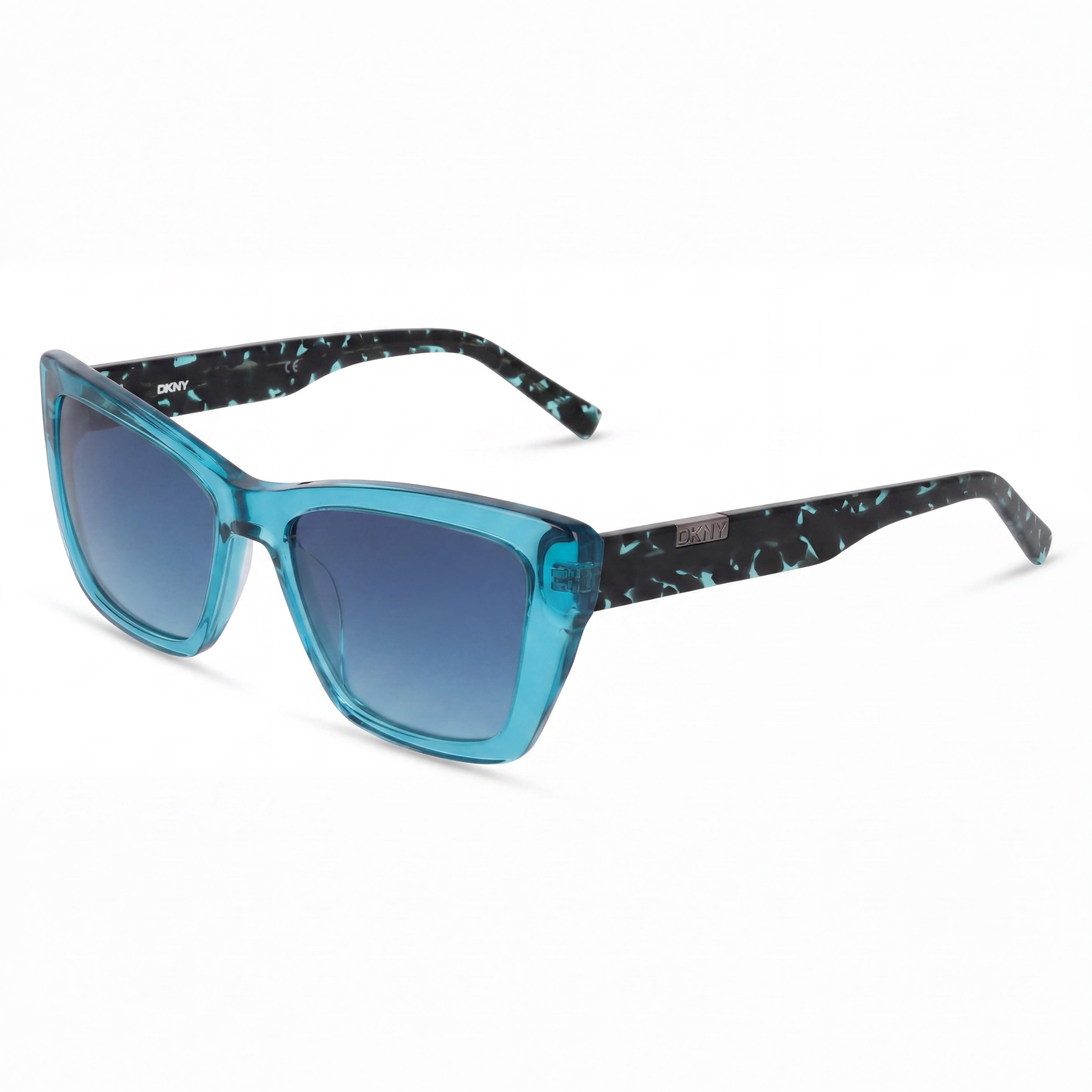DKNY Modern Men’s Crystal Turquoise Plastic Frame Double Gradient Blue+Green Polycarbonate UV Protection Sunglasses 54-17-140, Photo 1