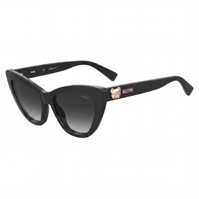 Moschino Mos122/S Gafas de sol de acetato ojo de gato para mujer, montura negra gris oscuro degradado, lentes gris oscuro degradado de 54 mm con protección UV