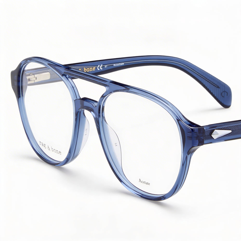 Gafas de sol modernas Rag & Bone para mujer con montura de acetato azul y lentes de policarbonato azul de 51 mm