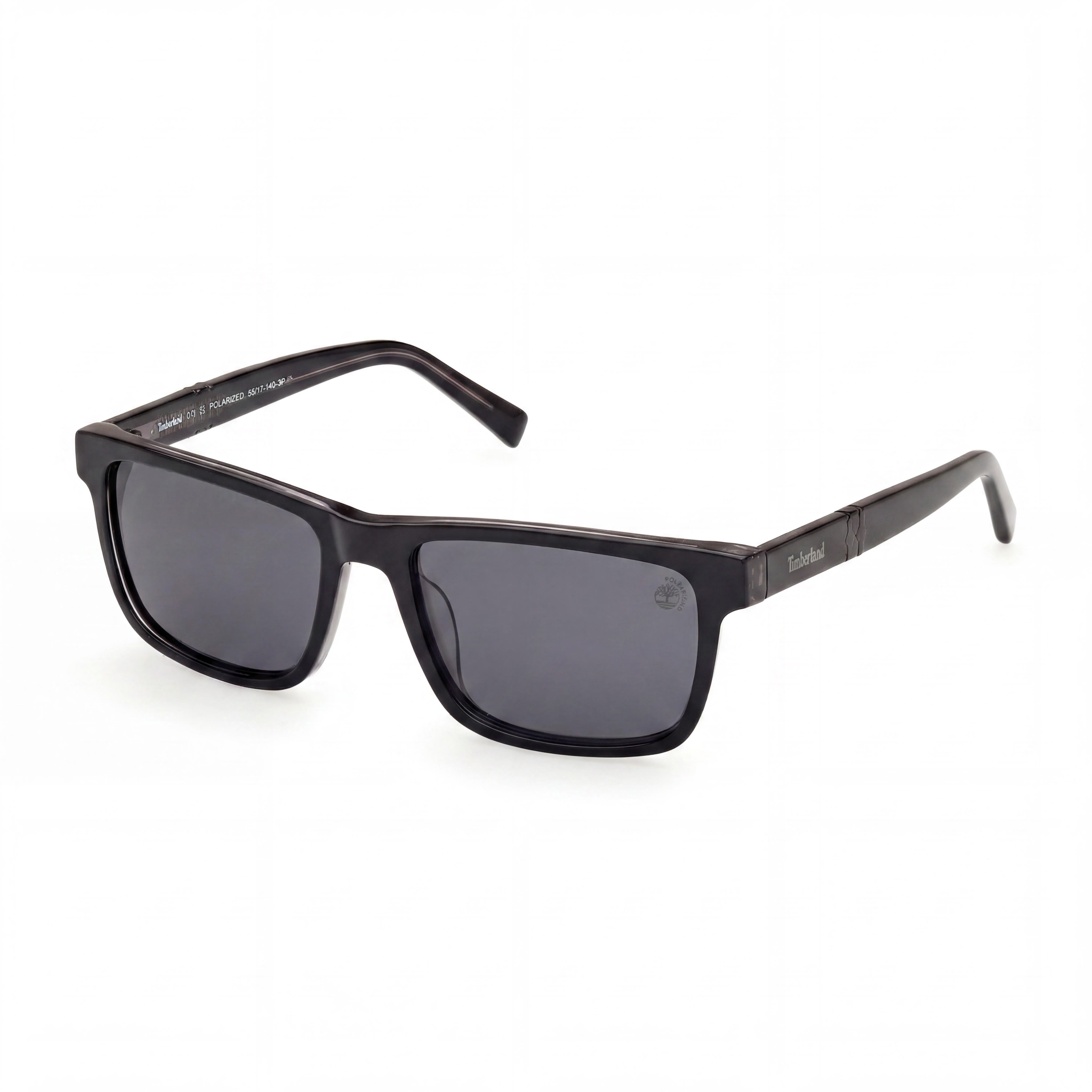 Timberland Modern Men's Shiny Black Acetate Polarized Grey 55mm UV Protection Sunglasses, Photo 1