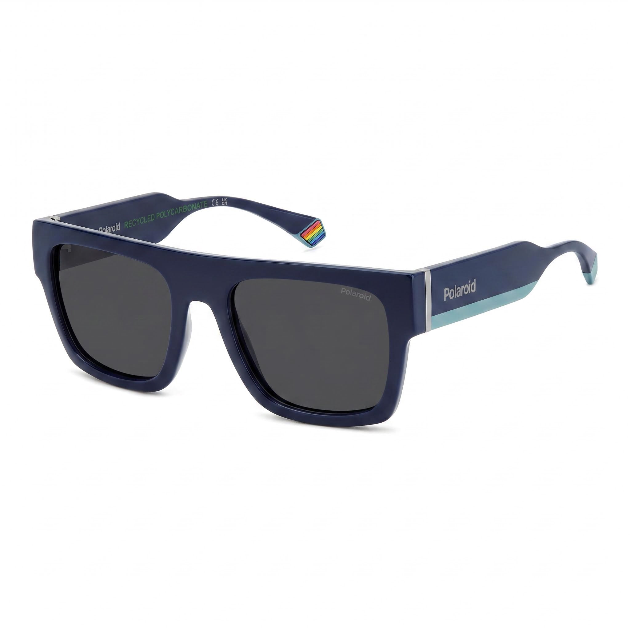 Polaroid Modern de Mujer Montura de Policarbonato Azul Lentes Grises Polarizadas Protección UV 100% Gafas 54mm, Photo 1