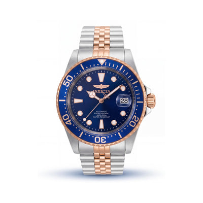 Invicta Men's Pro Diver Automatic Watch, Two-Tone Rose Gold Stainless Steel Case, Blue Dial, 42mm