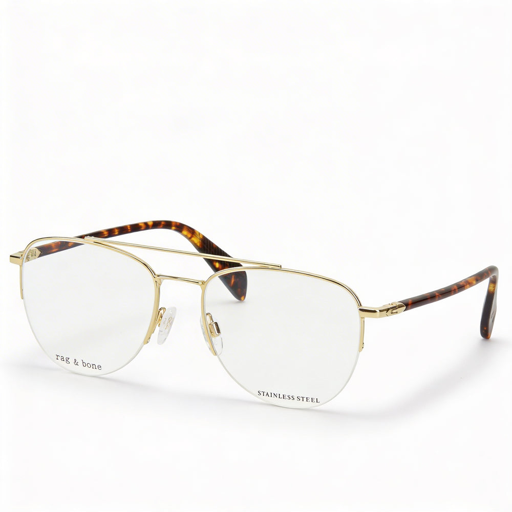 Rag & Bone Modern Unisex Gold Alloy Steel Frame Polycarbonate Lens 54mm Lens, 18mm Bridge, 145mm Temple Sunglasses