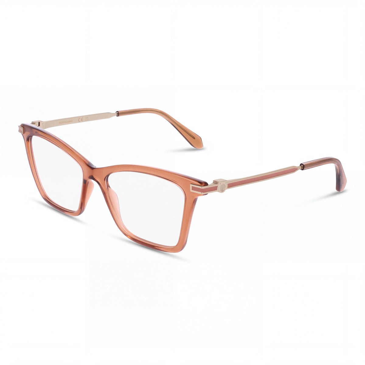 Salvatore Ferragamo Sf3024 Men's Transparent Brown Acetate Optical Eyeglasses with 53mm Lens Width, Photo 1