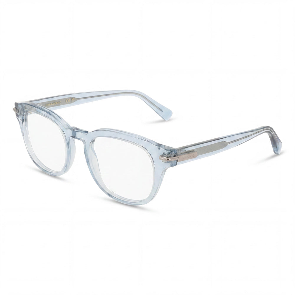 Gafas de hombre Ferragamo Sf3033 con montura de acetato azul transparente y lentes de policarbonato, 50 mm