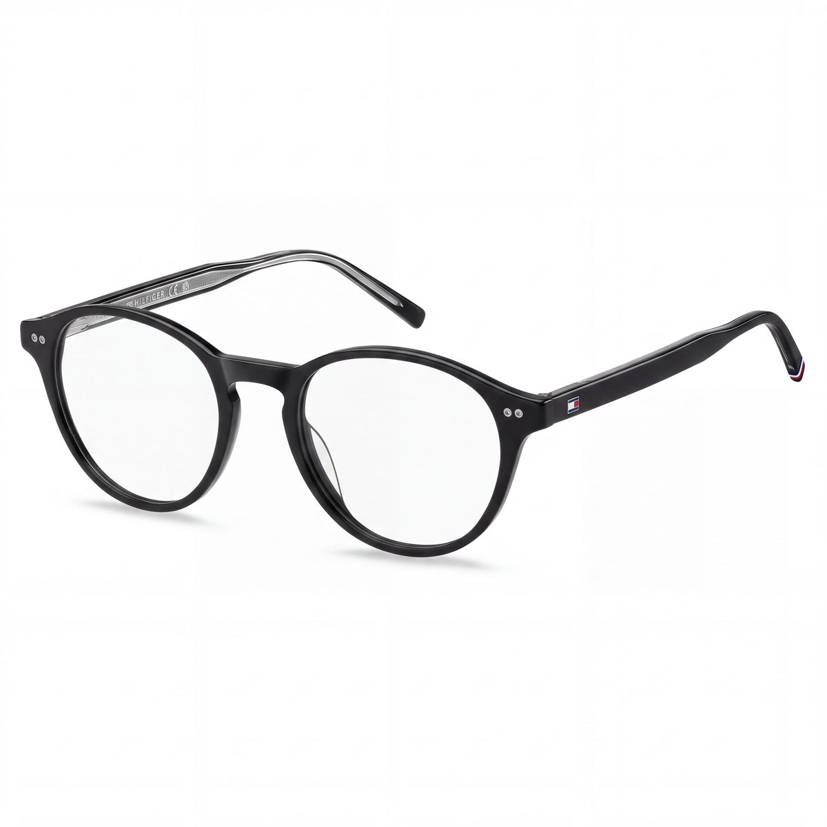Gafas graduadas Tommy Hilfiger 2129 para hombre, redondas, de acetato negro transparente, sin polarizar, 51-20-150, Photo 1