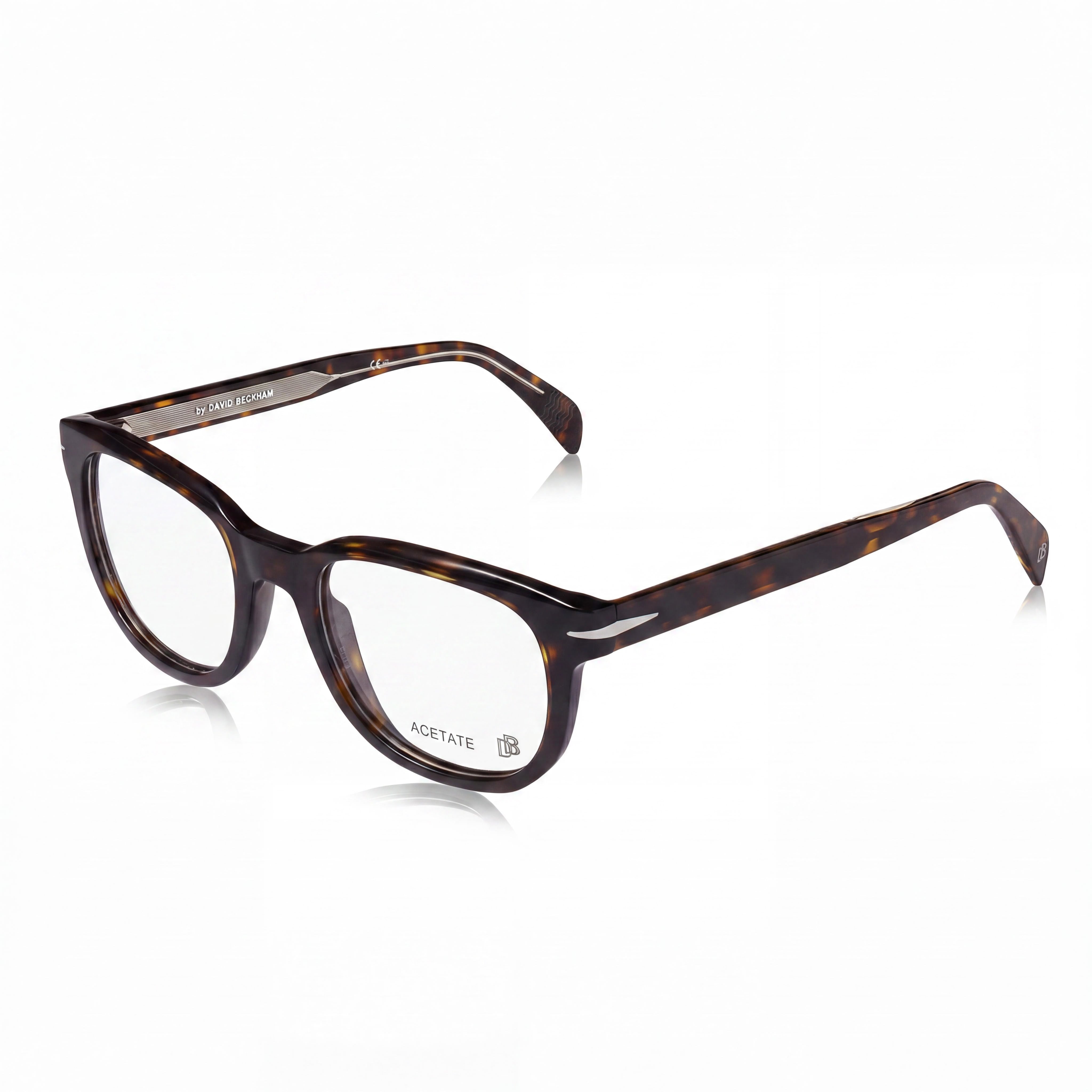 David Beckham Db 7097 Unisex Eyeglasses with Dark Tortoise Acetate Frame and Havana Polycarbonate Lenses 50mm Lens Width, Photo 1