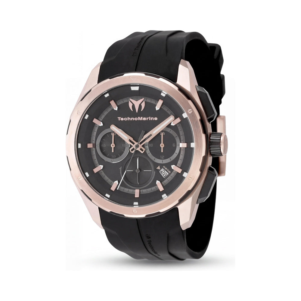 TechnoMarine TM-318102 Ocean Unisex Chronograph Watch, Black & Rose Gold Tone, Silicone Band, 43mm