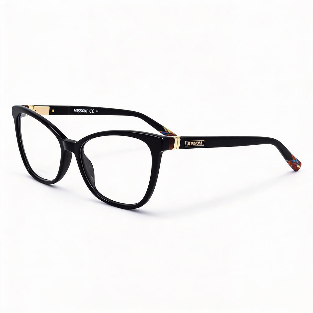 Gafas modernas M Missoni para mujer con montura de acetato negro y lentes de policarbonato negro, tallas 54-17-140 mm