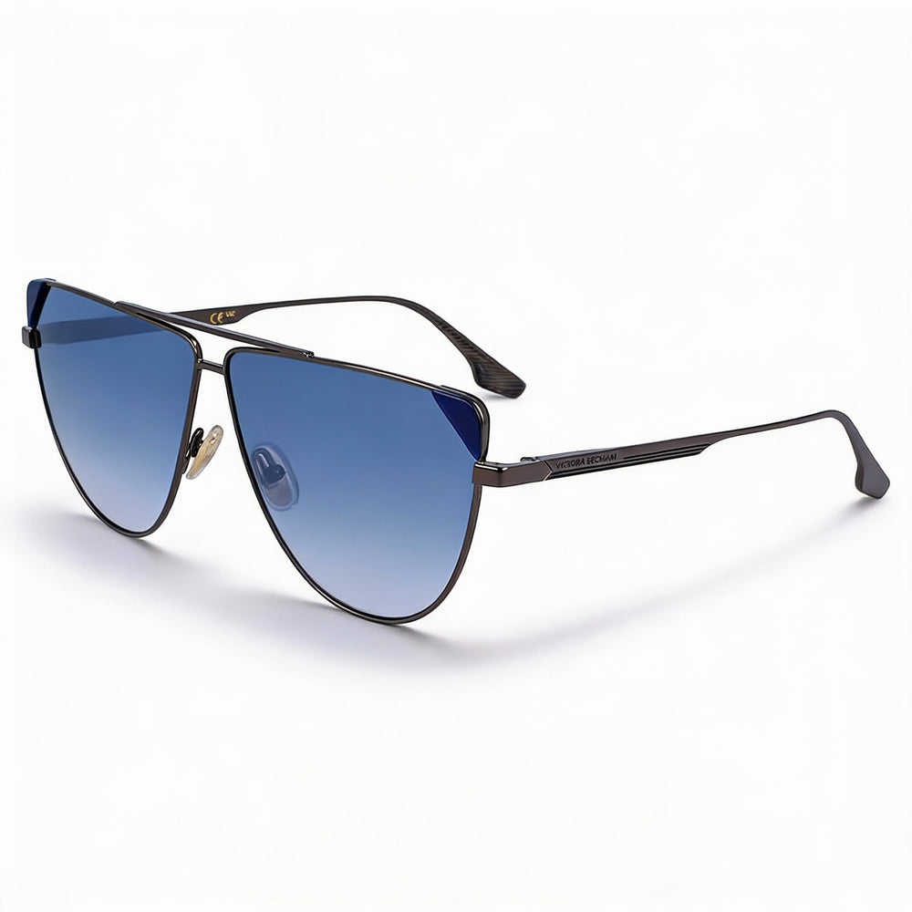 Victoria Beckham VB239S Modern Women's Metal Frame Non-Polarized Polycarbonate Lens Sunglasses Striped Blue 63mm