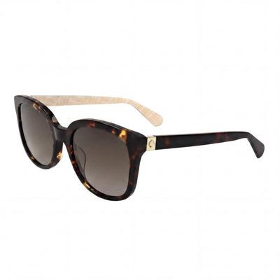 Gafas de sol cuadradas de acetato Havana no polarizadas con protección UV para mujer Kate Spade New York 53 mm