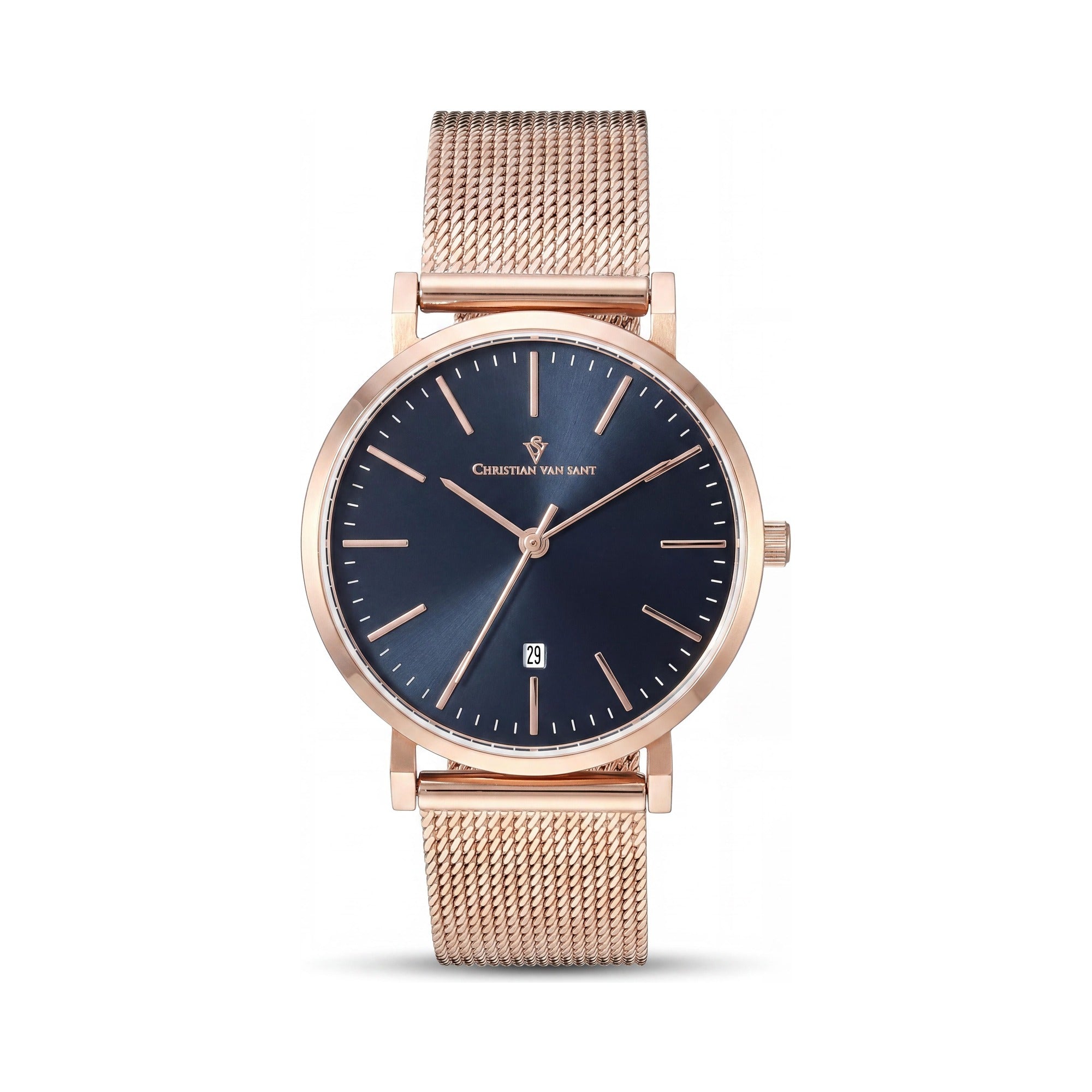 Christian Van Sant Women's Quartz Movement Rose Gold Stainless Steel Black Dial Water Resistant Analog Watch, Photo 1