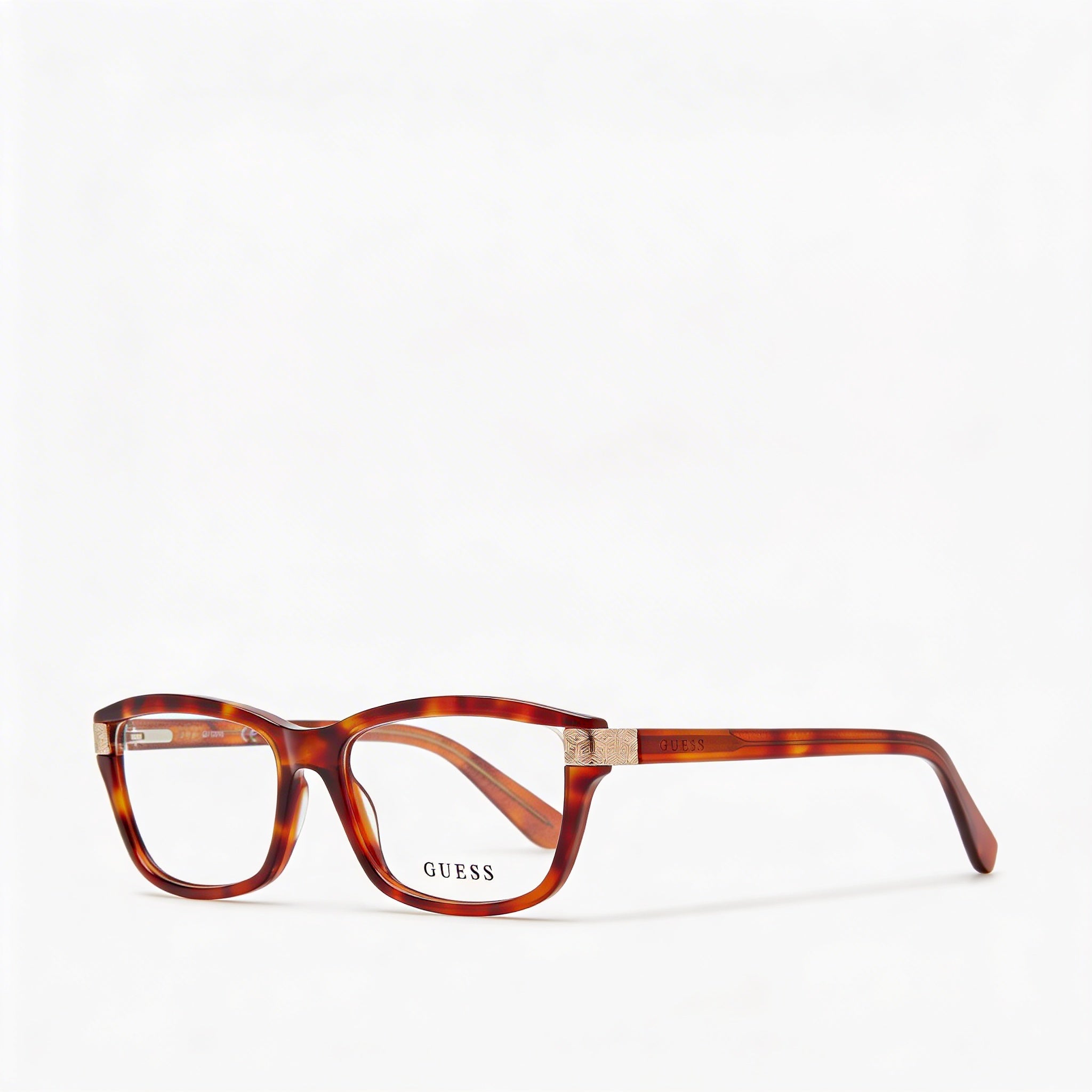 Guess Modern Women's Blonde Havana Plastic Frame Eyeglasses with Polycarbonate Lenses 54-16-140, Photo 1