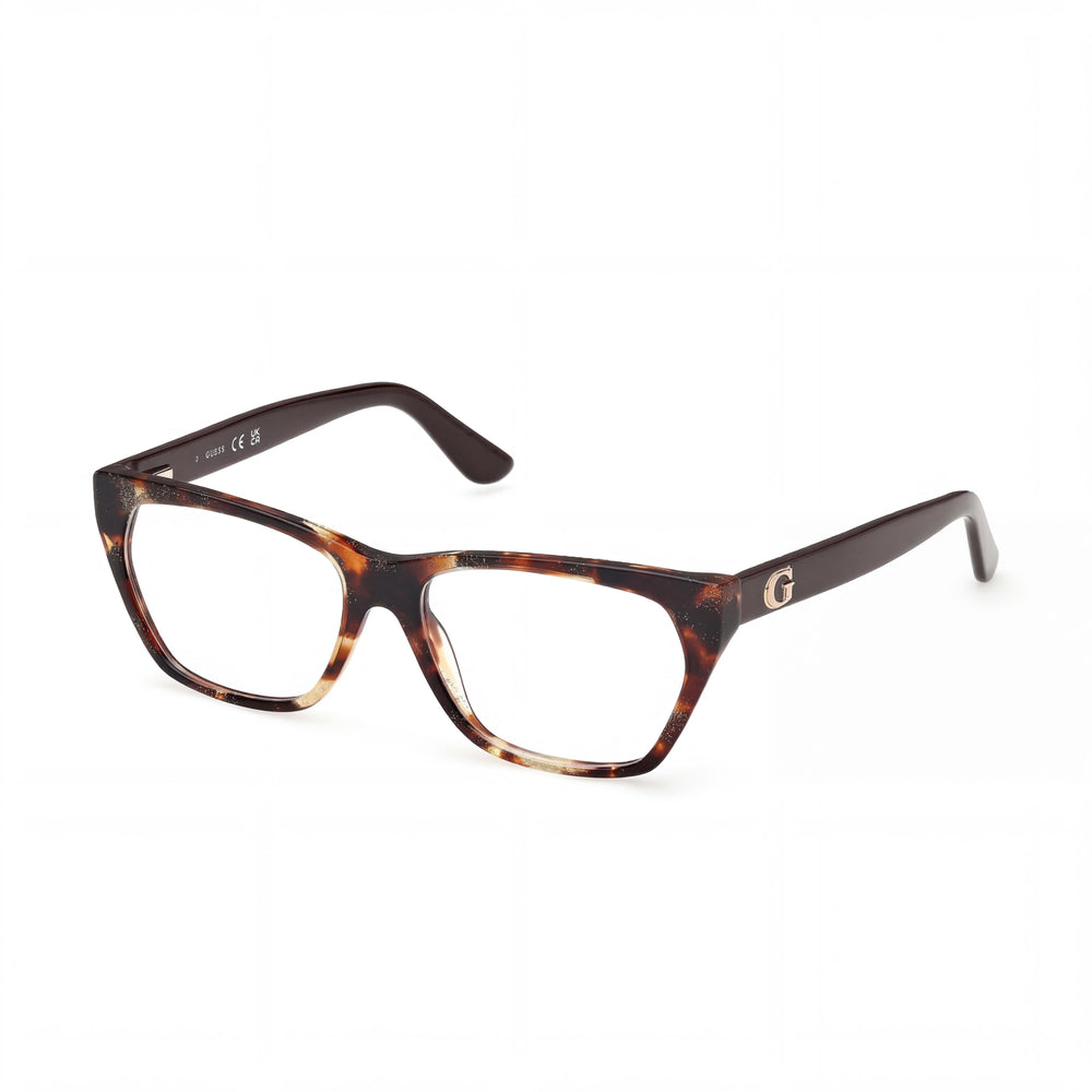 GUESS Gu50234 Gafas de mujer, montura de plástico marrón oscuro brillante Habana, 54 mm de ancho de lente
