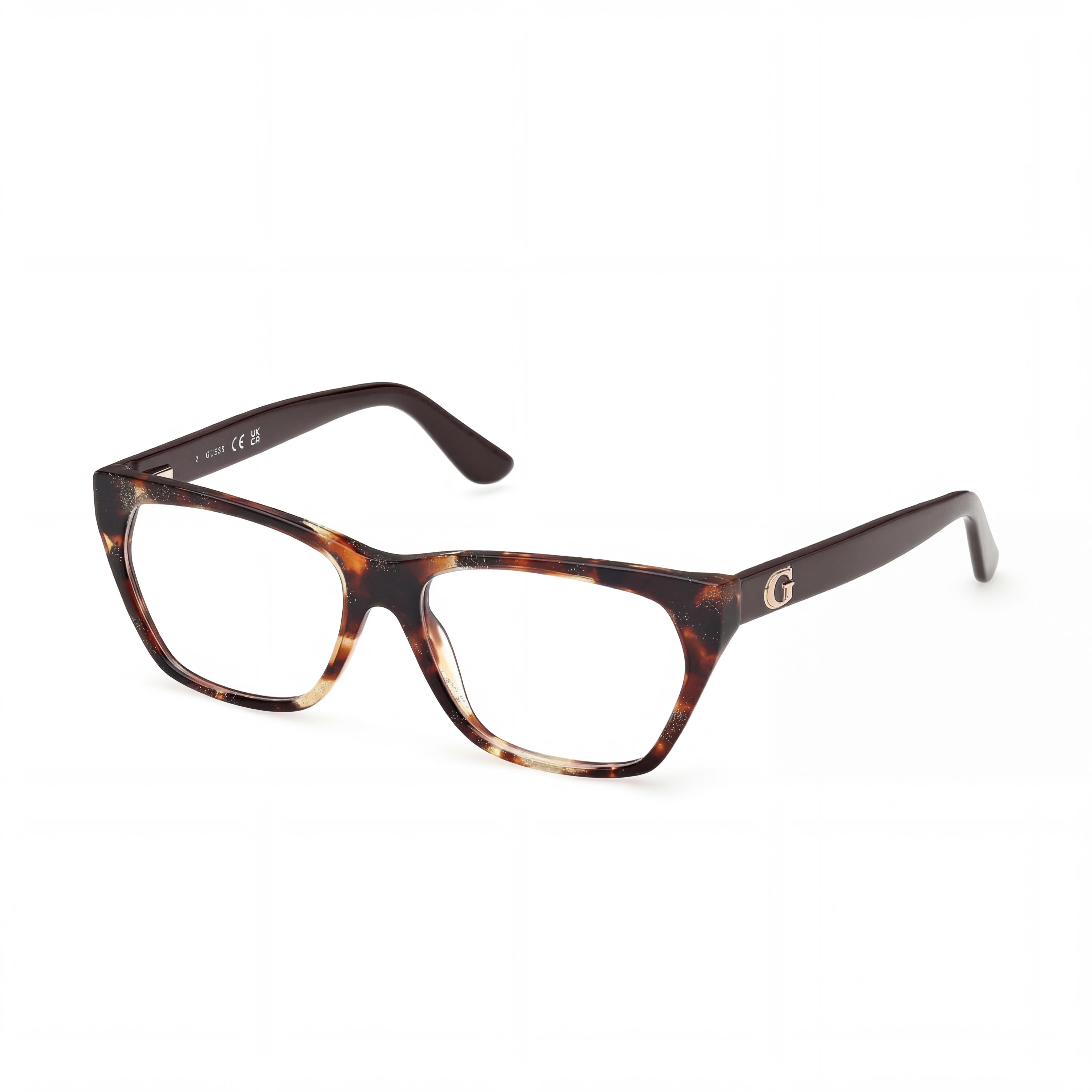 GUESS Gu50234 Women's Dark Havana Shiny Dark Brown Plastic Frame Eyeglasses 54mm Lens Width, Photo 1