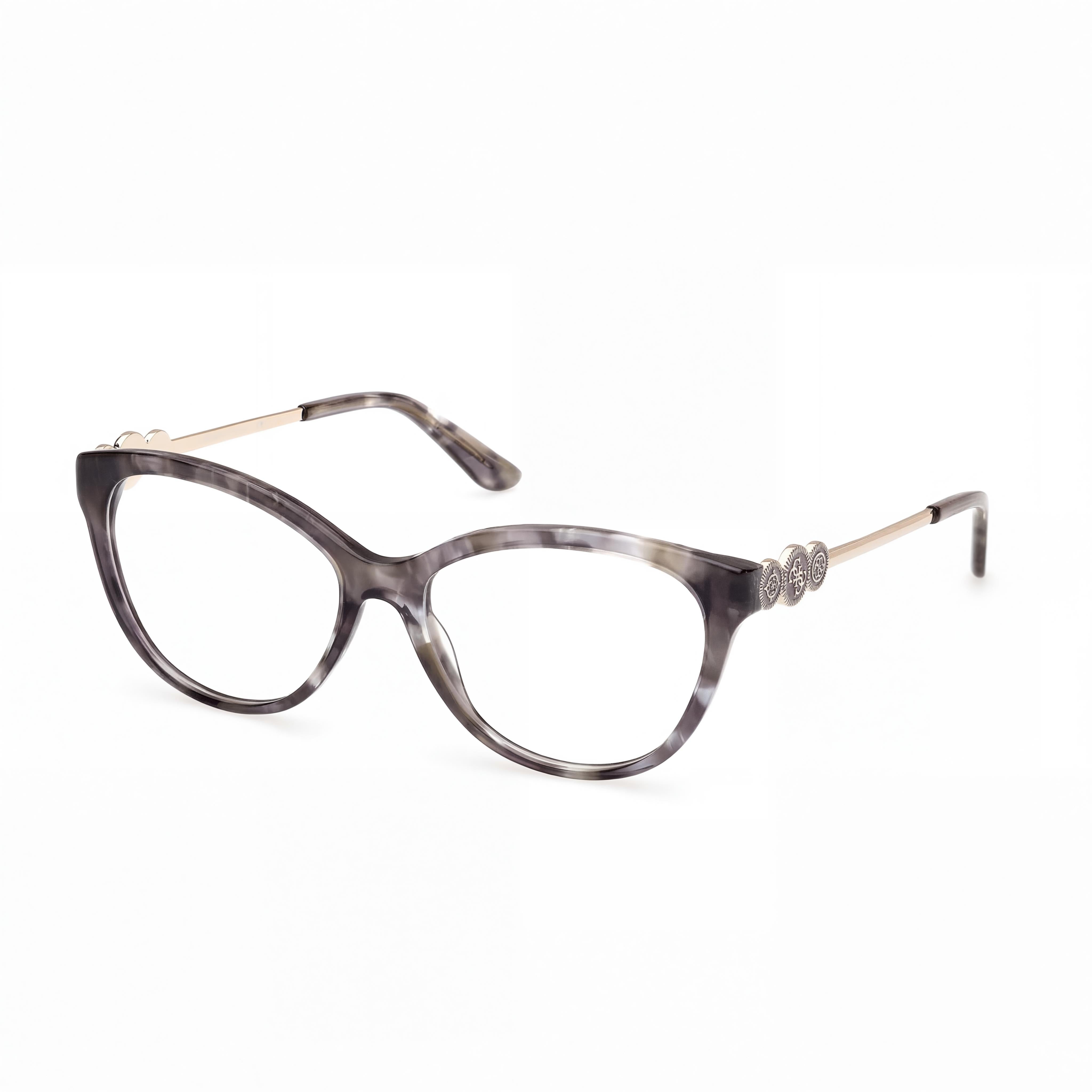 Guess Classic Modern Unisex Eyeglasses with Plastic Frame in Grey Havana, Polycarbonate Lenses, 53-16-140mm Size, Photo 1