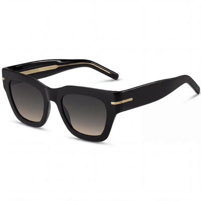Gafas de sol modernas para mujer Hugo Boss con montura de acetato negro y protección UV, lente de 51 mm