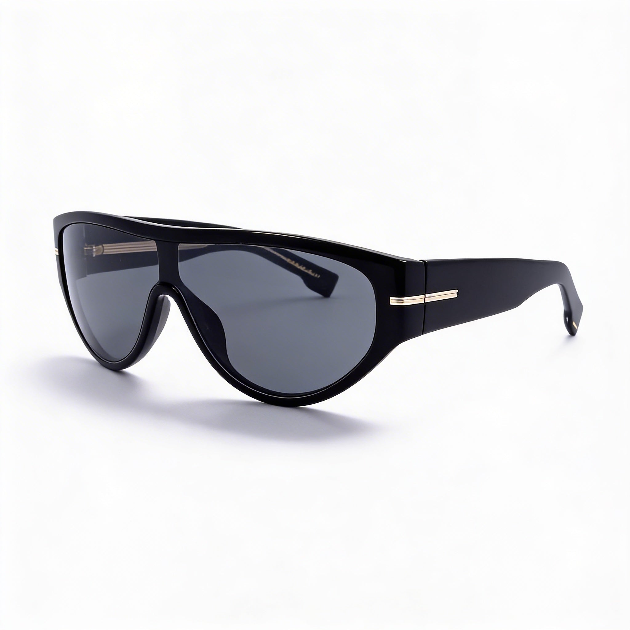 Gafas de sol Hugo Boss 1623/S para hombre, estilo casual, montura negra con aceite ecológico, lentes de policarbonato gris, protección UV 99-1-135, Photo 1