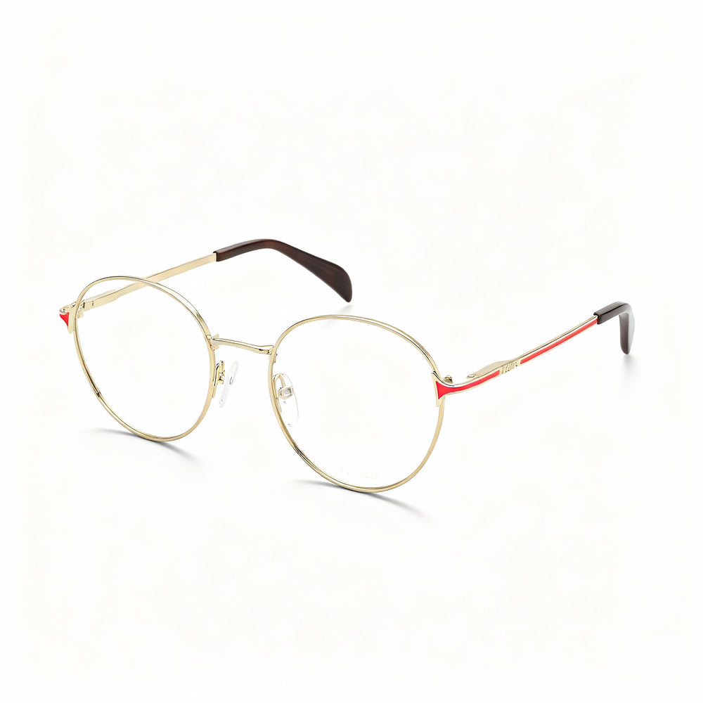 TOUS classical Women's Rounded Eyeglasses Frame, Stainless Steel, Shiny Rose Gold Orange, 49mm