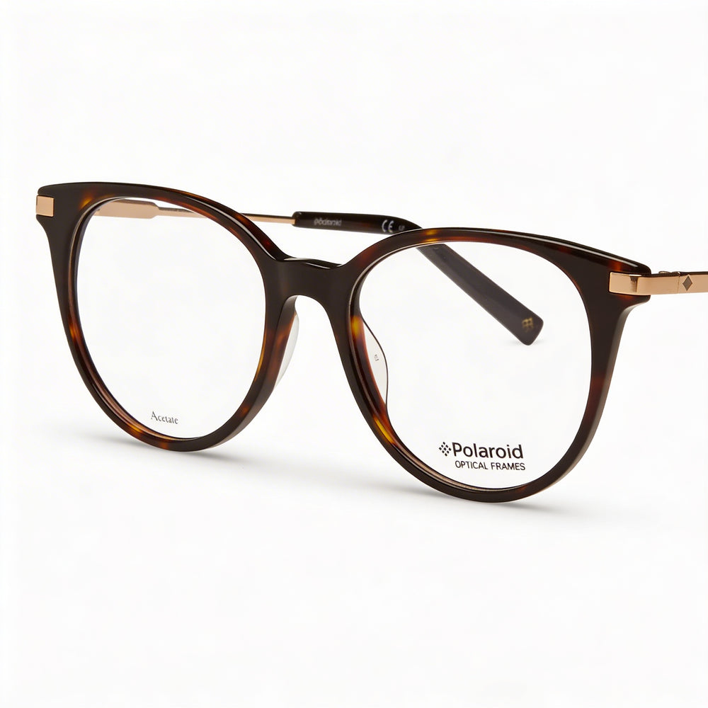 Polaroid Women's Modified Oval RX-Able Plastic Frame Eyeglasses 49mm - Havana Gold