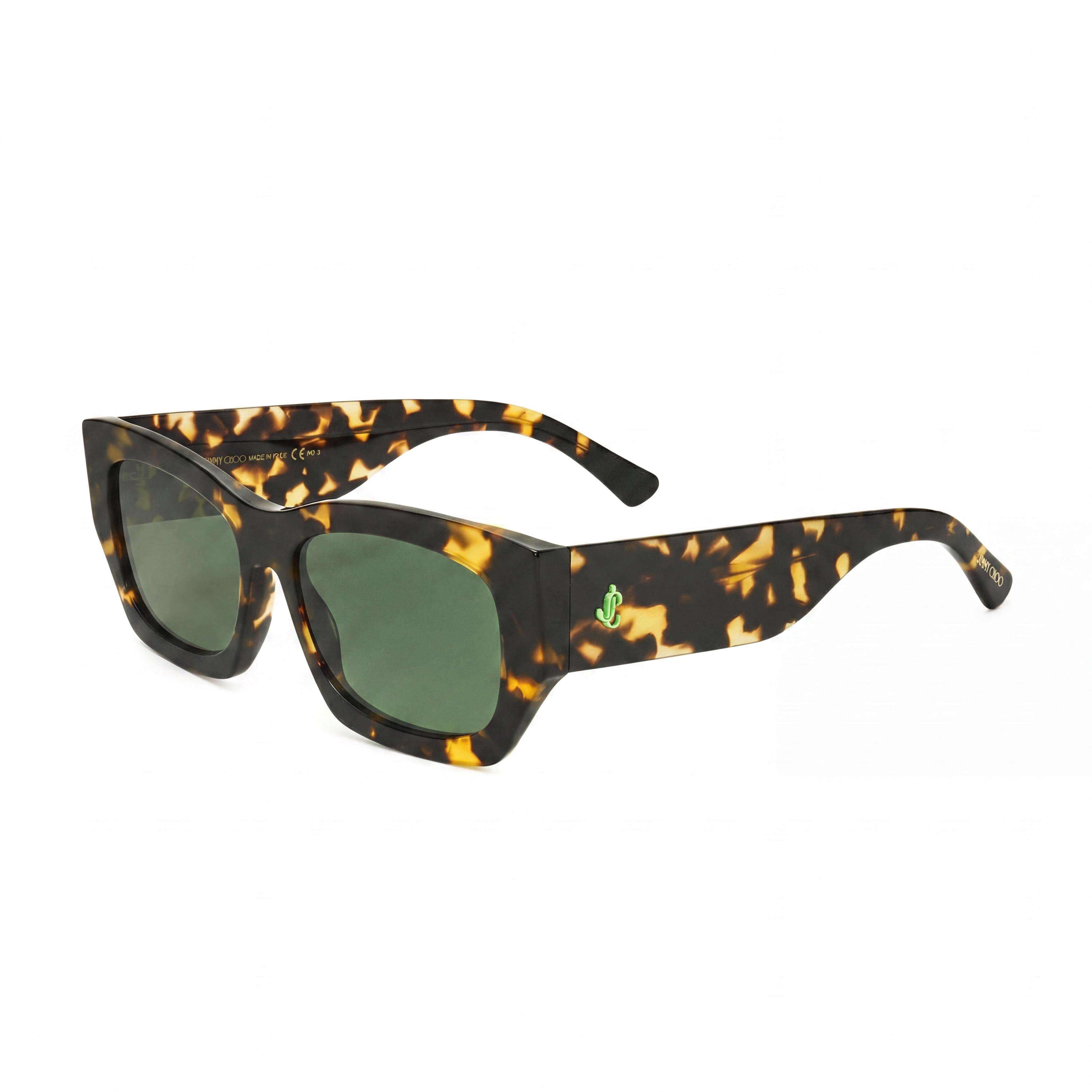 Gafas de sol rectangulares de acetato Havana para mujer de Jimmy Choo con lentes verdes y protección UV 100 % de 56 mm, Photo 1