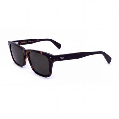 Salvatore Ferragamo Sf1039s Men's Tortoise Silver-Logo Plastic Rectangle Sunglasses Green Lens UV Protected 54mm