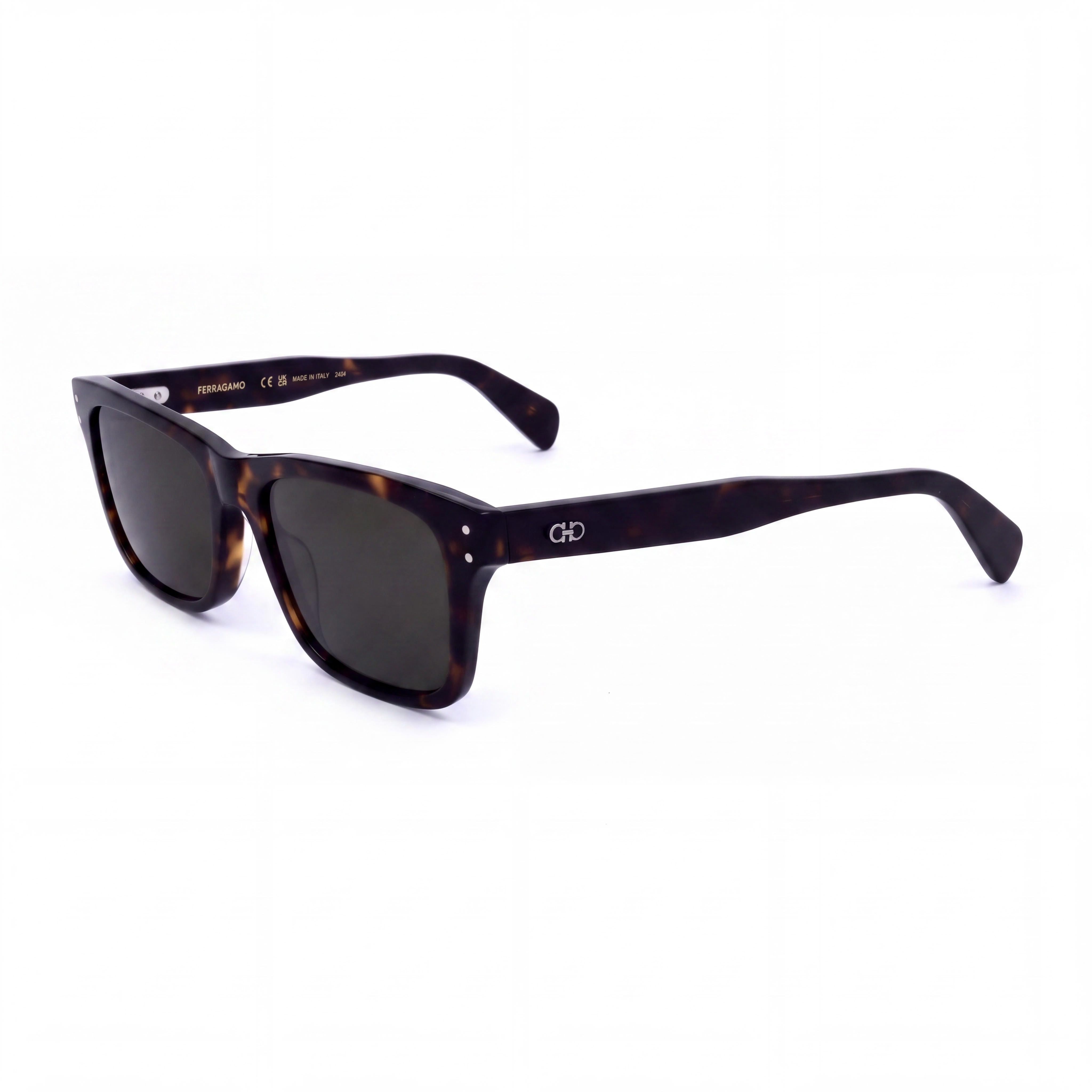Salvatore Ferragamo Sf1039s Men's Tortoise Silver-Logo Plastic Rectangle Sunglasses Green Lens UV Protected 54mm, Photo 1