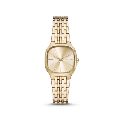 SKAGEN DENMARK Mellem Lille Women's Rose Gold Stainless Steel Square Case Scratch-Resistant Quartz Watch 28mm