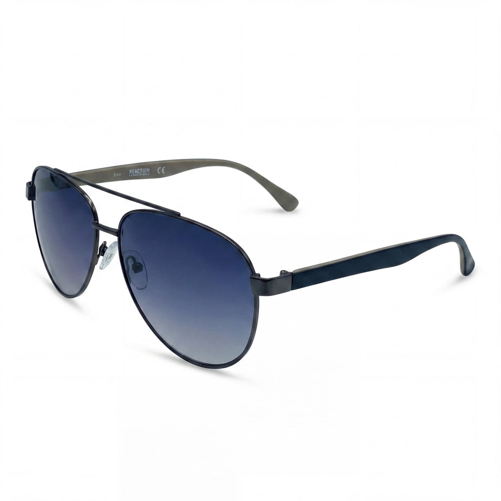 Kenneth Cole KC1394 Men's Shiny Gunmetal Metal Pilot Sunglasses, Non-Polarized Smoke Gradient Lenses 59mm