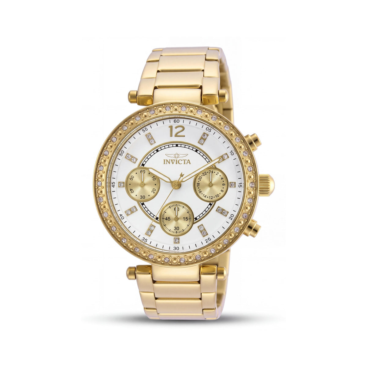 Invicta Gold-Tone Women's Gold-Tone Stainless Steel Watch with Crystal-Accented Bezel & Dial, 36mm, Photo 1