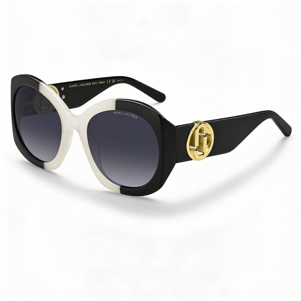 Marc Jacobs Casual Women's Butterfly Acetate White, Black Non-Polarized Dark Grey Shaded UV Protection Sunglasses 56mm