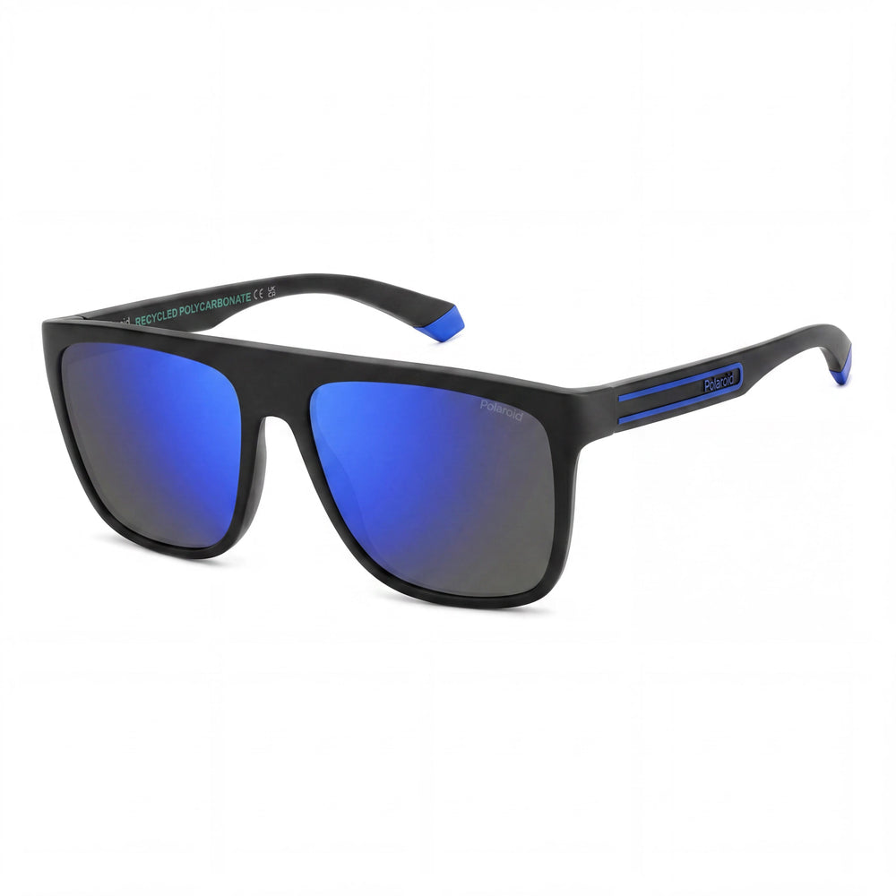 Polaroid Eyewear PLD 2162/S Men's Matte Black Blue Polycarbonate Frame Blue Mirror Polarized UV 400 Sunglasses 56mm