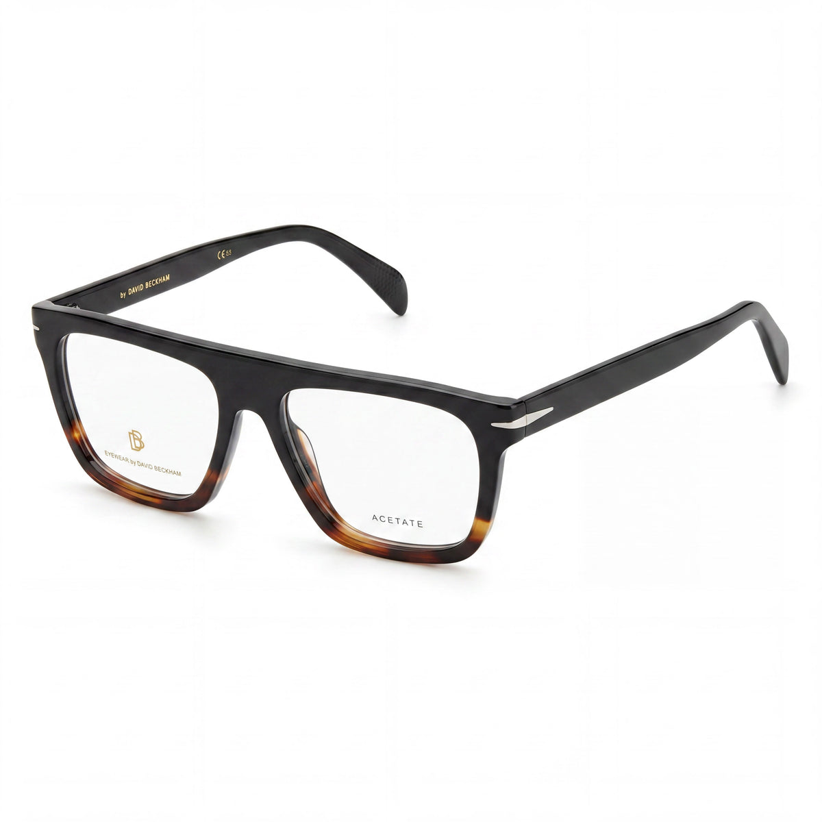 David Beckham Db 7096 Men's Modern Acetate Black Horn Frame Non-polarised Polycarbonate Lenses 53mm Eyewear, Photo 1